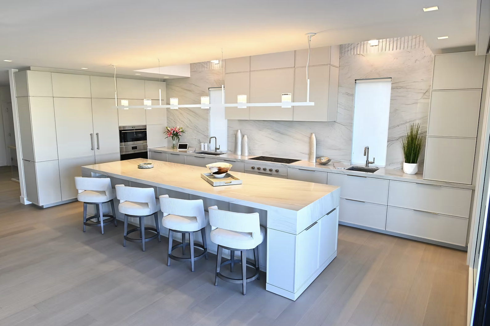 Luxury Kitchen with Lutron Lights Shades and Music