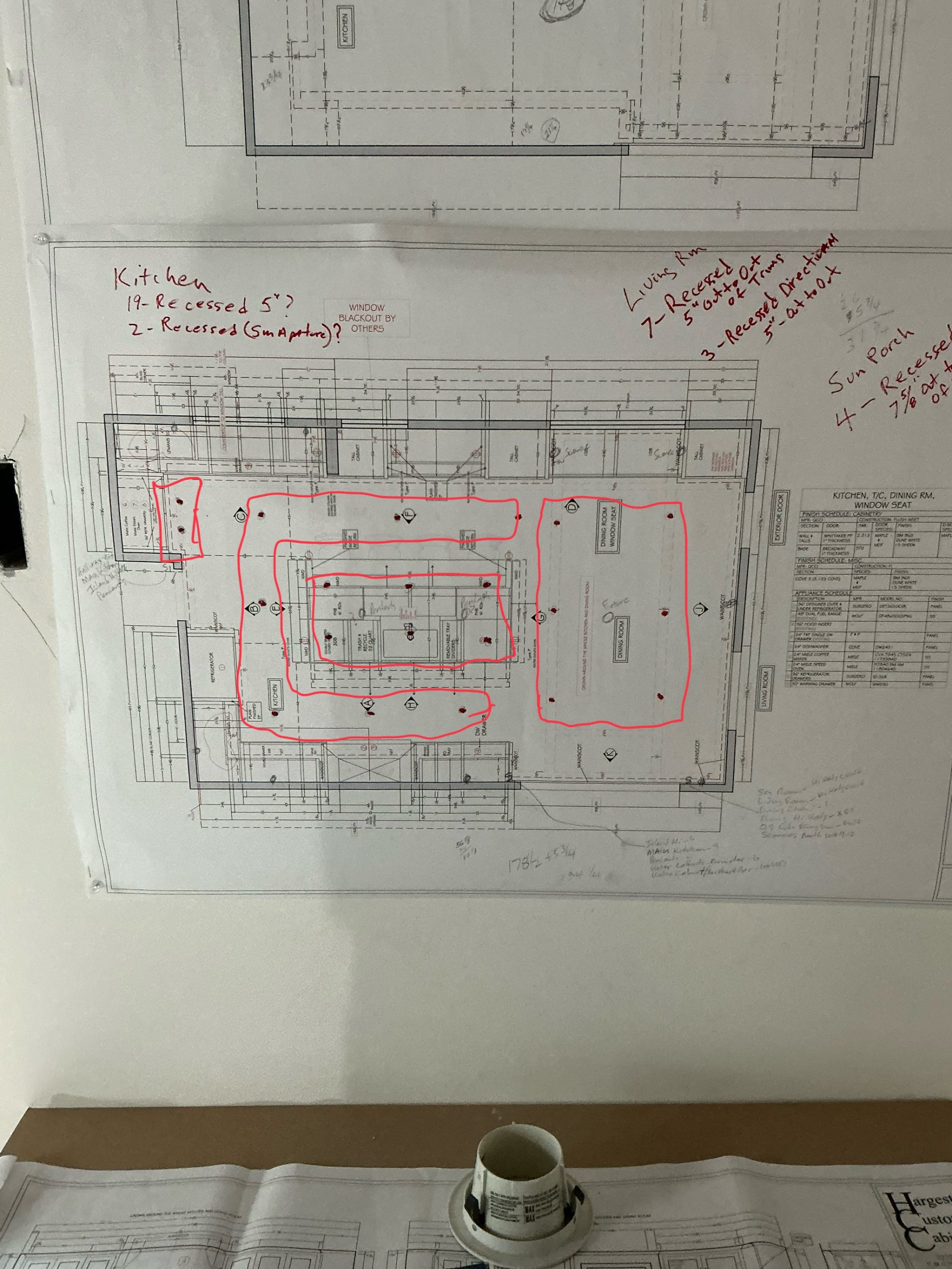 Marked lighting plan used to coordinate Lumaris fixtures for a Stone Harbor renovation