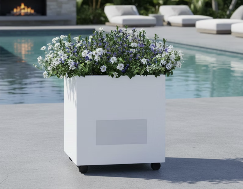 Plant-A-Speaker planter speaker for poolside outdoor audio in a shore home setting