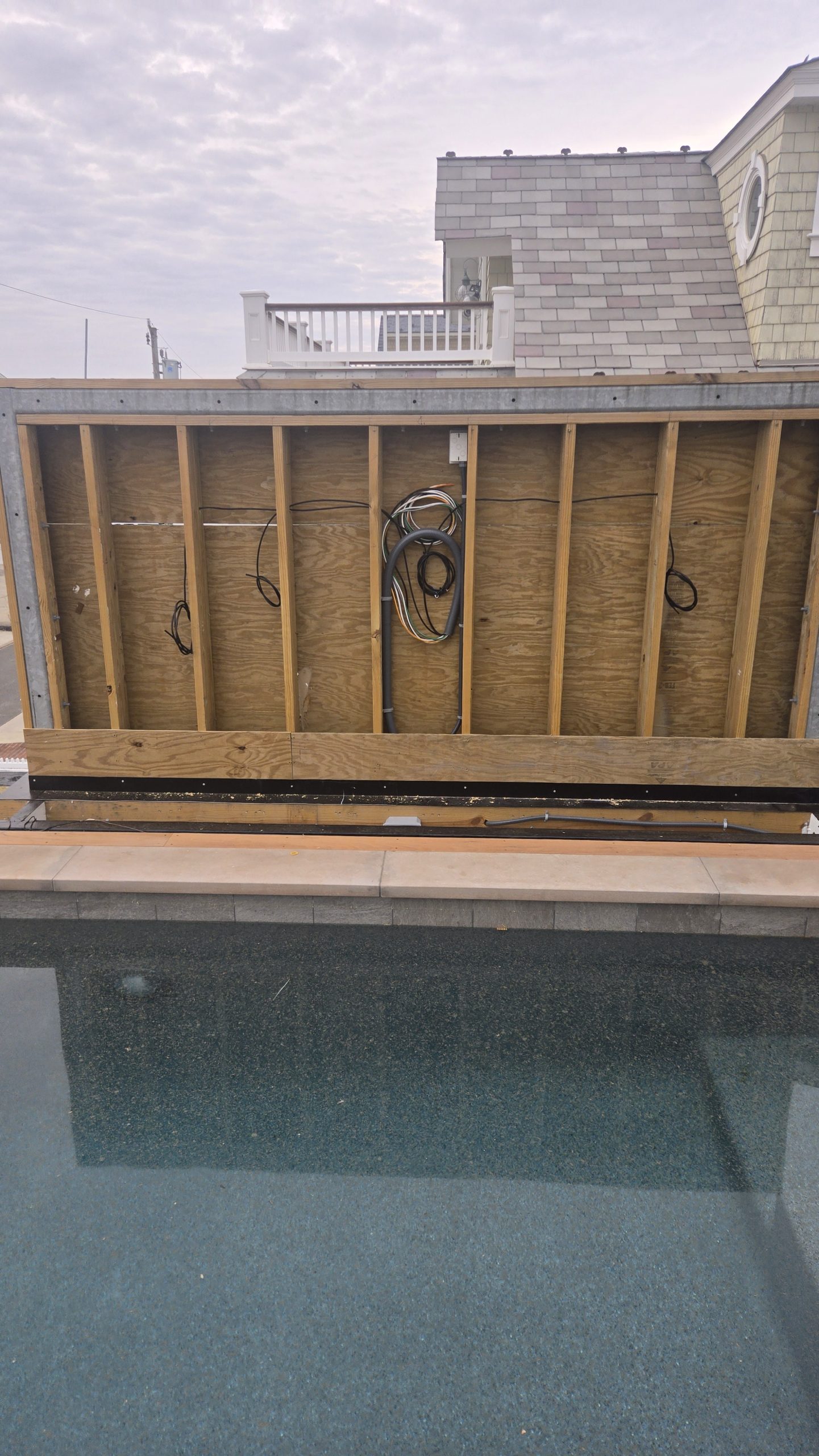Visible smart home wiring and rough-in work during new home construction in South Jersey